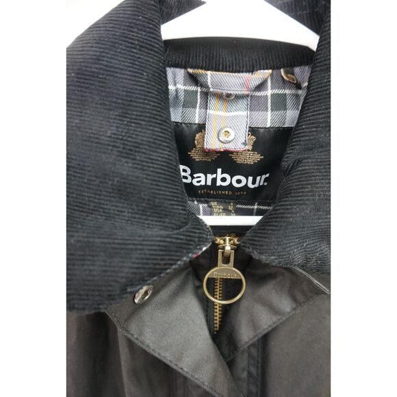 Barbour Women's Black Beadnell Water Resistant Waxed Cotton Wax Jacket Size 2 US - Picture 6 of 7